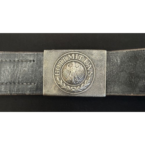 2132 - Weimar Era Reichwehr Belt & Koppelschloss Buckle. Buckle is steel and is unmarked. Black belt leathe... 