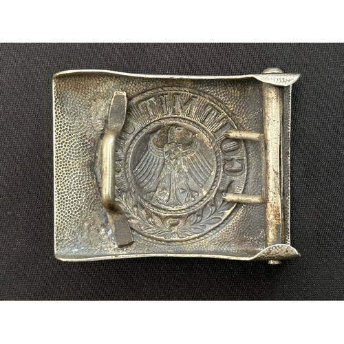 2132 - Weimar Era Reichwehr Belt & Koppelschloss Buckle. Buckle is steel and is unmarked. Black belt leathe... 