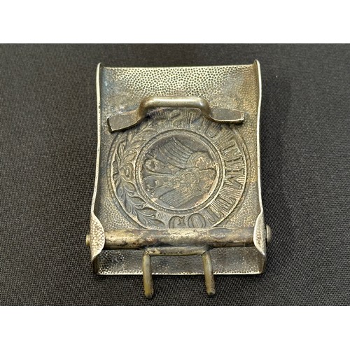 2132 - Weimar Era Reichwehr Belt & Koppelschloss Buckle. Buckle is steel and is unmarked. Black belt leathe... 