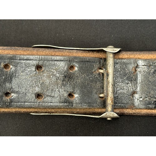 2132 - Weimar Era Reichwehr Belt & Koppelschloss Buckle. Buckle is steel and is unmarked. Black belt leathe... 