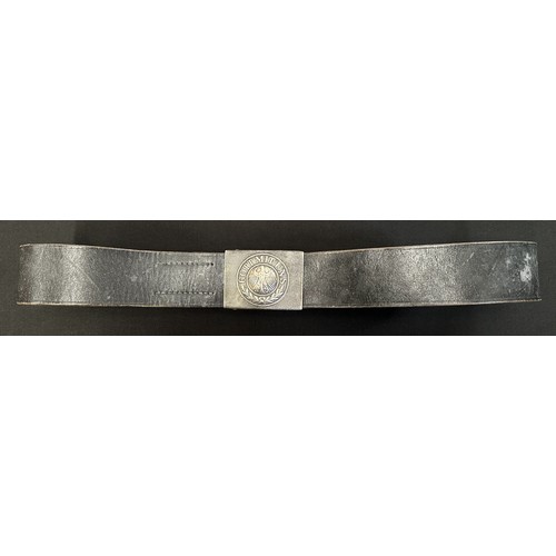 2132 - Weimar Era Reichwehr Belt & Koppelschloss Buckle. Buckle is steel and is unmarked. Black belt leathe... 