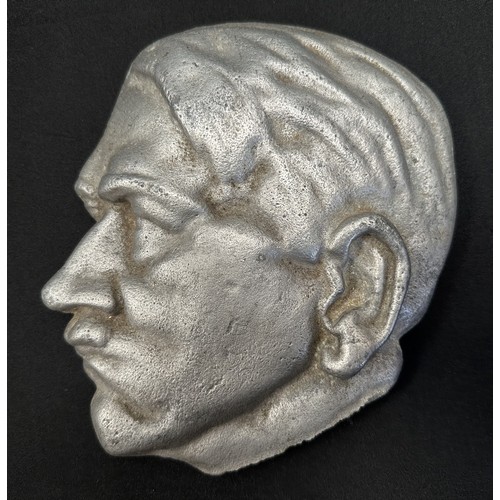 2137 - WW2 Third Reich Alloy Adolf Hitler Bust Plaque. Size approx. 175mm x 145mm. No makers marks. Obtaine... 