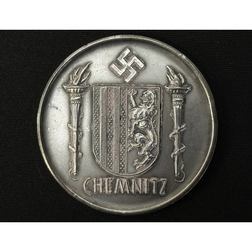 2143 - WW2 Third Reich 999 Silver Cheminitz Medallion 100 Jahn fier Der Staatlichen Akademie Fur Technik 19... 