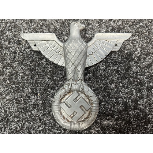 2148 - WW2 Third Reich Eagle in alloy with holes for fixing. Wingspan 146mm. Height 138mm. No makers marks.... 