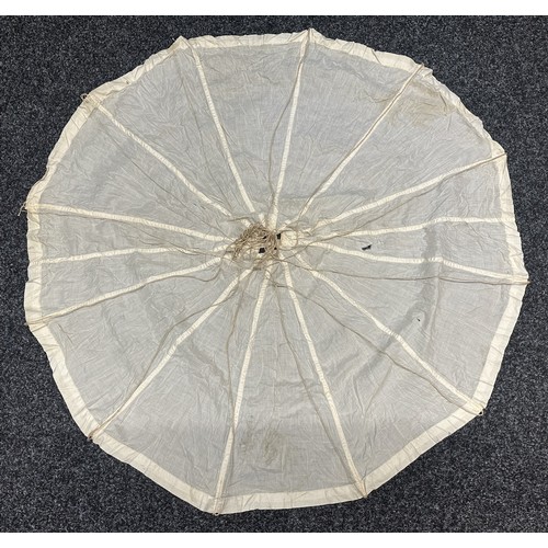 2152 - WW2 Third Reich Flare Parachute, white silk, multipart construction. Red ink inspection stamp. Compl... 