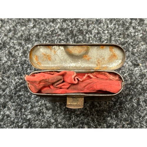 2153 - WW2 Third Reich RG34 K98 Mauser Rifle Cleaning Kit and contents. Tin is maker marked and dated 