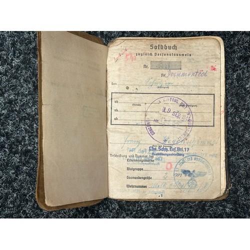 2157 - WW2 Third Reich Heer Soldbuch to Schutze Franz Wegenschimmel complete with with his original dog tag... 