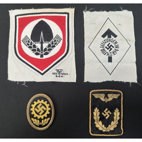 2164 - WW2 Third Reich cloth insignia: RAD cloth sports patch, HJ Sports award cloth patch with RZM label t... 