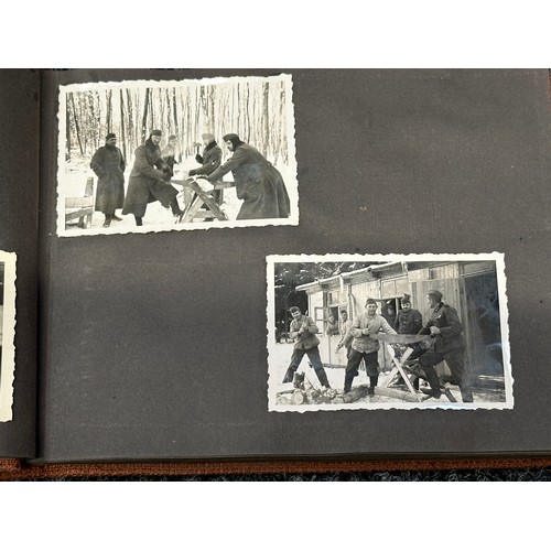 2173 - WW2 Third Reich Heer Photo album containg over 60 photographs showing one soldiers service early war... 