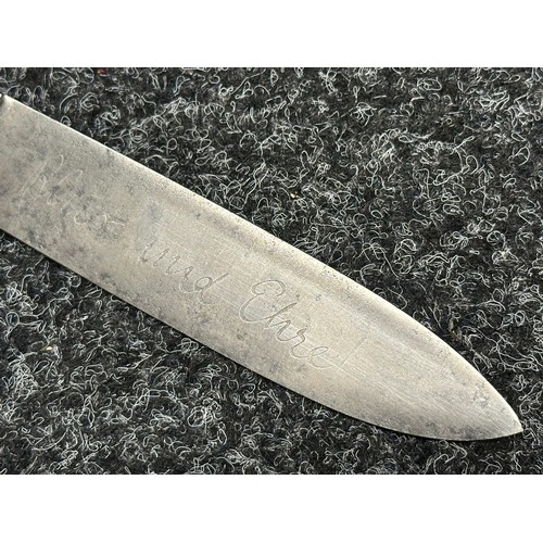 2175 - WW2 Third Reich Hitler Youth Knife with single edged blade 140mm in length, complete with etched 