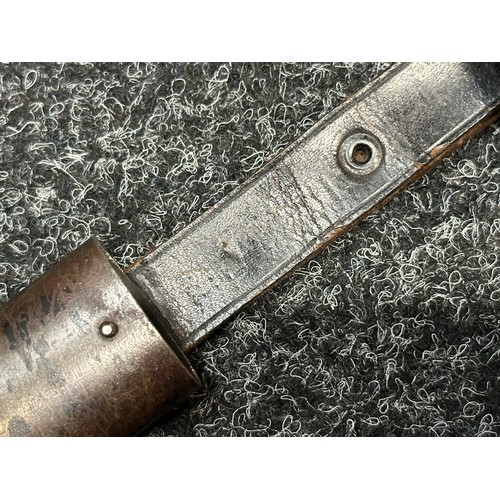 2175 - WW2 Third Reich Hitler Youth Knife with single edged blade 140mm in length, complete with etched 