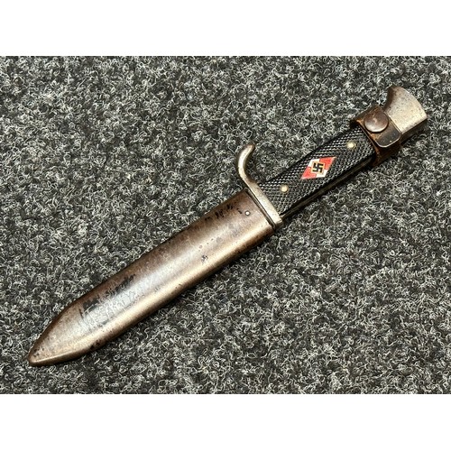 2175 - WW2 Third Reich Hitler Youth Knife with single edged blade 140mm in length, complete with etched 