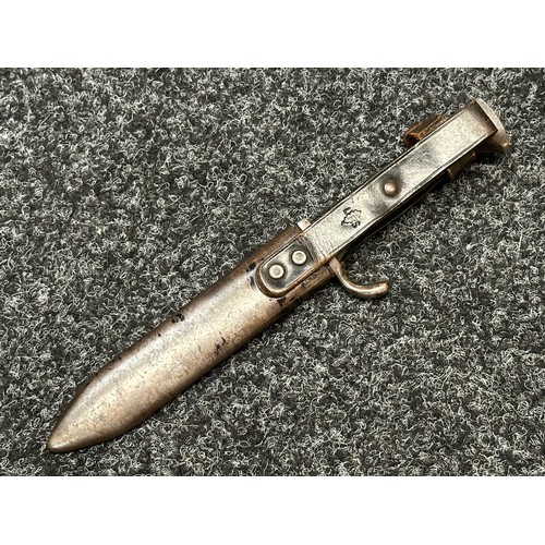 2175 - WW2 Third Reich Hitler Youth Knife with single edged blade 140mm in length, complete with etched 