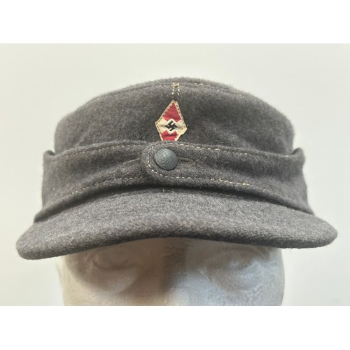 2176 - WW2 Third Reich Hitler Jugend Flak Helpers cap. Complete with originally sewn machine woven Bevo HJ ... 