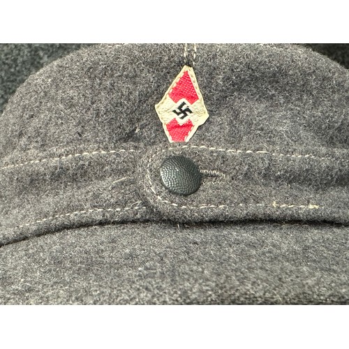 2176 - WW2 Third Reich Hitler Jugend Flak Helpers cap. Complete with originally sewn machine woven Bevo HJ ... 