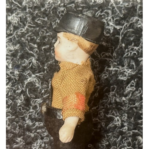 2184 - WW2 Third Reich Miniature Hitler Youth Doll. 8cm in height. Arms and legs will move. Porcellain cons... 