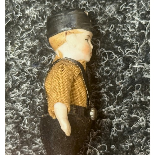 2184 - WW2 Third Reich Miniature Hitler Youth Doll. 8cm in height. Arms and legs will move. Porcellain cons... 