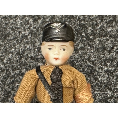 2184 - WW2 Third Reich Miniature Hitler Youth Doll. 8cm in height. Arms and legs will move. Porcellain cons... 