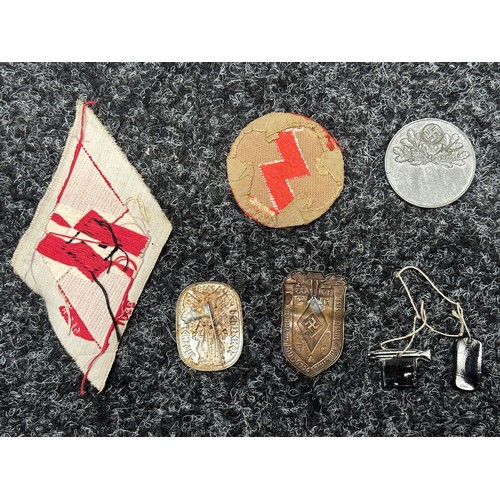 2185 - WW2 Third Reich Hitler Jugend Sports Vest emblem uncut, one DJ sleeve badge, two WHW collection badg... 