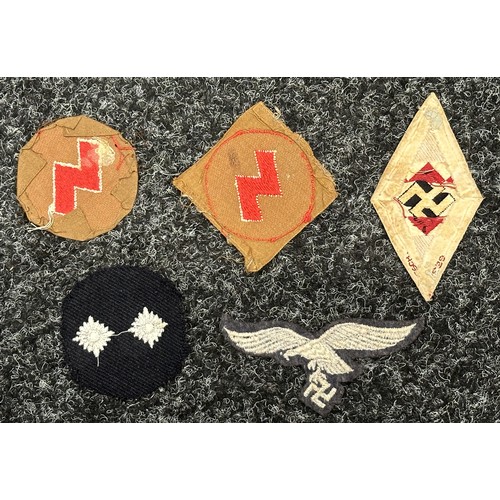 2186 - WW2 Third Reich Hitler Jugend and Deutsche Jugend cloth insignia comprising of a HJ Sports Vest embl... 