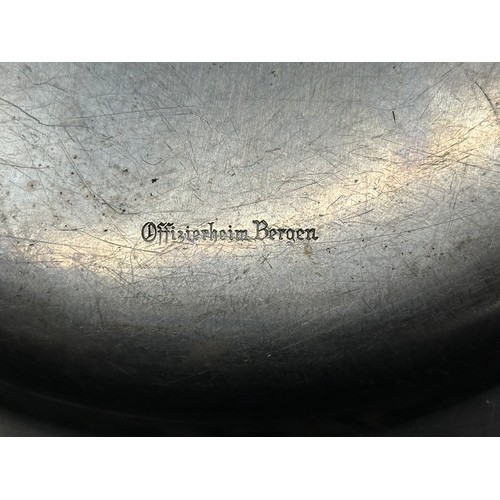 2191 - WW2 Third Reich Heer Offizierheim Bergen Stainless Steel Alloy Serving Plate. 295mm in diameter. Mak... 