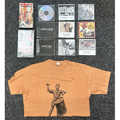 2193 - Hitler Youth interest books, DVD's and VHS Videos and one T Shirt.