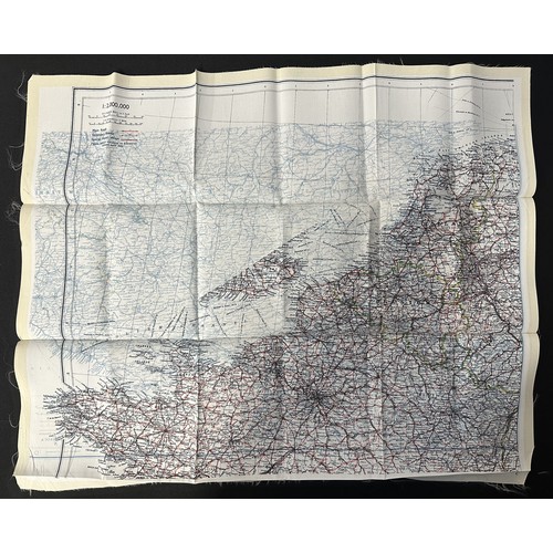 2198 - WW2 British RAF Silk Escape Map of France double sided code letter C/D.