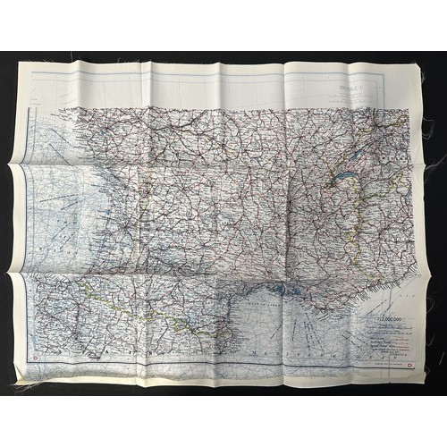 2198 - WW2 British RAF Silk Escape Map of France double sided code letter C/D.