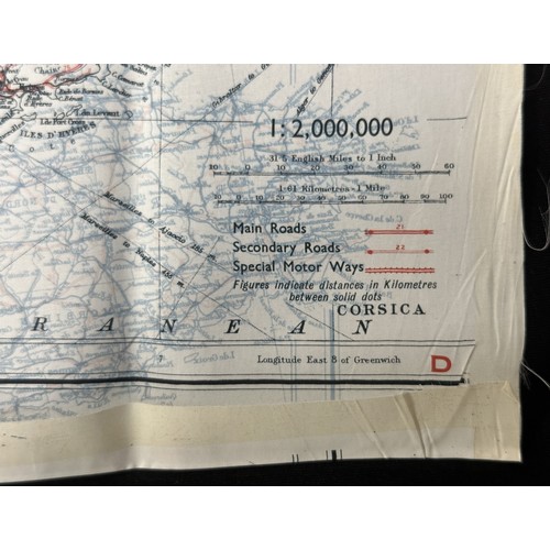 2198 - WW2 British RAF Silk Escape Map of France double sided code letter C/D.