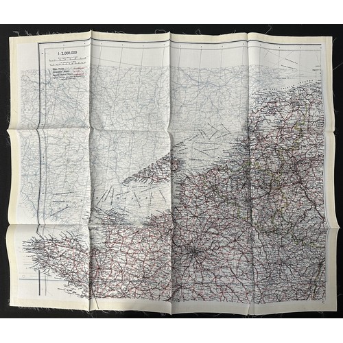 2199 - WW2 British RAF Silk Escape Map of France double sided code letter C/D.