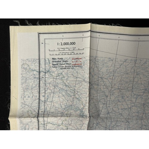 2199 - WW2 British RAF Silk Escape Map of France double sided code letter C/D.