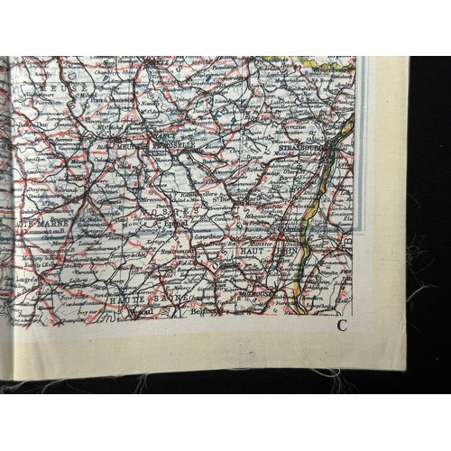 2199 - WW2 British RAF Silk Escape Map of France double sided code letter C/D.