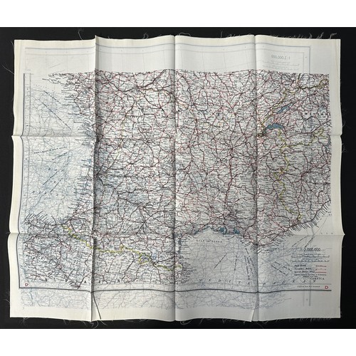 2199 - WW2 British RAF Silk Escape Map of France double sided code letter C/D.