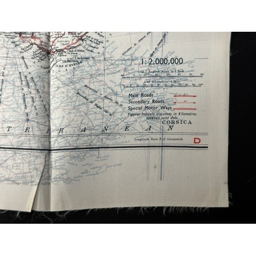 2199 - WW2 British RAF Silk Escape Map of France double sided code letter C/D.