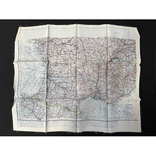 2200 - WW2 British RAF Silk Escape Map of France double sided code letter C/D.