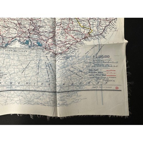 2200 - WW2 British RAF Silk Escape Map of France double sided code letter C/D.