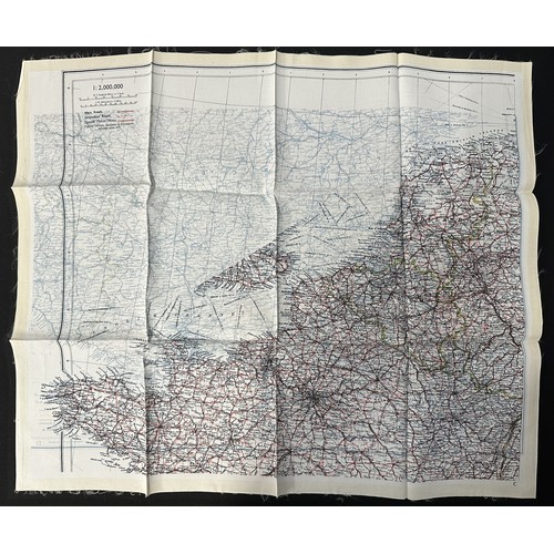 2201 - WW2 British RAF Silk Escape Map of France double sided code letter C/D.