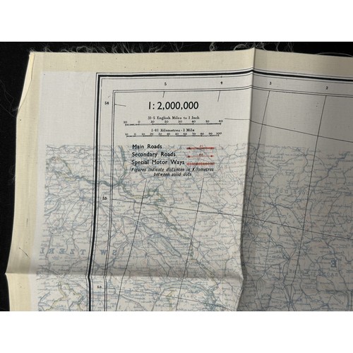 2201 - WW2 British RAF Silk Escape Map of France double sided code letter C/D.