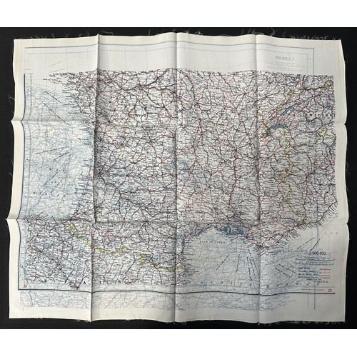 2201 - WW2 British RAF Silk Escape Map of France double sided code letter C/D.