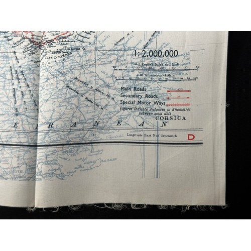 2201 - WW2 British RAF Silk Escape Map of France double sided code letter C/D.