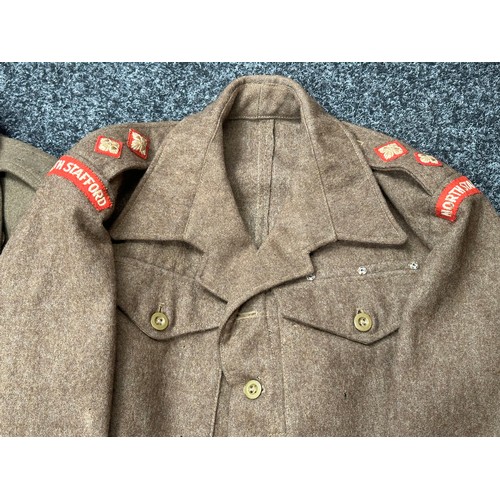 2266 - WW2 British North Staffordshire Officers Battledress Blouse complete with all originally sewn insign... 