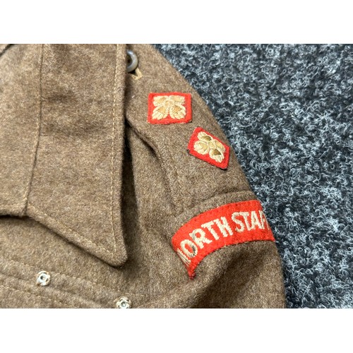 2266 - WW2 British North Staffordshire Officers Battledress Blouse complete with all originally sewn insign... 