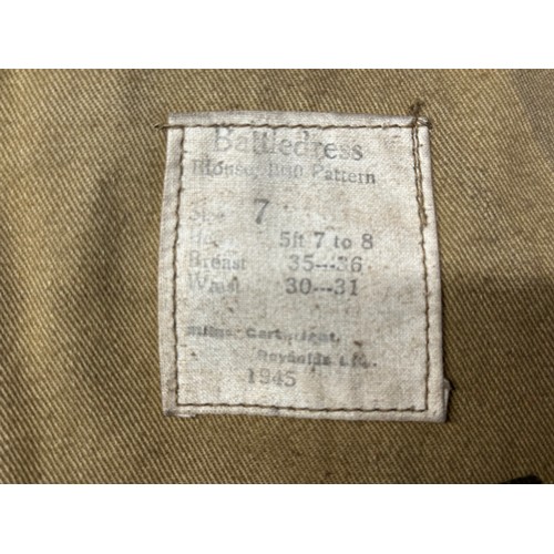 2266 - WW2 British North Staffordshire Officers Battledress Blouse complete with all originally sewn insign... 