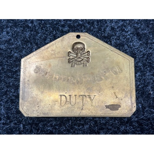 2267 - WW2 British 17th/21st Brass Bed Plaque. No name impressed. Marked on reverse 