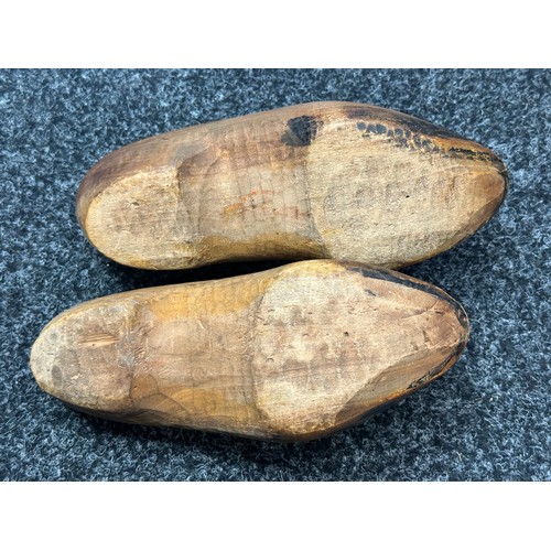 2271 - WW2 Pair painted of Dutch Wooden Clogs sent home by a member of the Royal Artillery in 1944 along wi... 