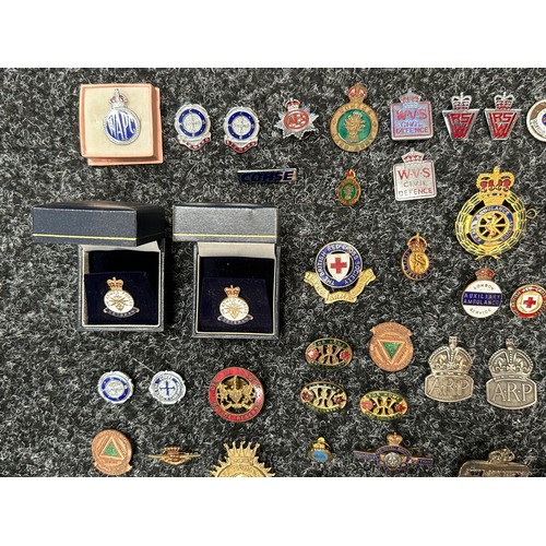 2272 - A collection of enamel lapel badges to include Royal British Legion, WVS Civil Defence, Womens Land ... 