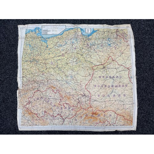 2276 - WW2 British Escape and Evasion Silk Map Sheet 43E / 43F. Double sided in colour covering Germany and... 