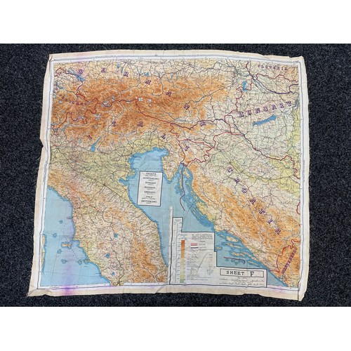 2276 - WW2 British Escape and Evasion Silk Map Sheet 43E / 43F. Double sided in colour covering Germany and... 