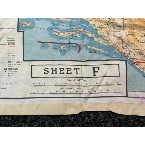 2276 - WW2 British Escape and Evasion Silk Map Sheet 43E / 43F. Double sided in colour covering Germany and... 