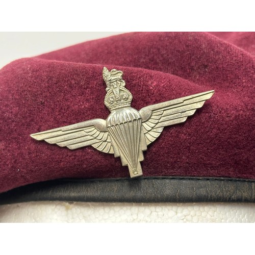 2278 - WW2 British Parachute Regt Red Beret size 6 7/8 ths maker marked 